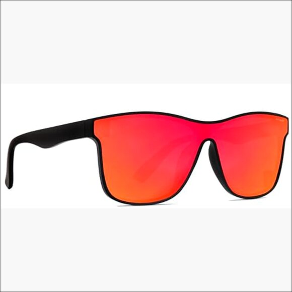 Polarized Flat Top Single Lens Shield Sunglasses with UV Protection